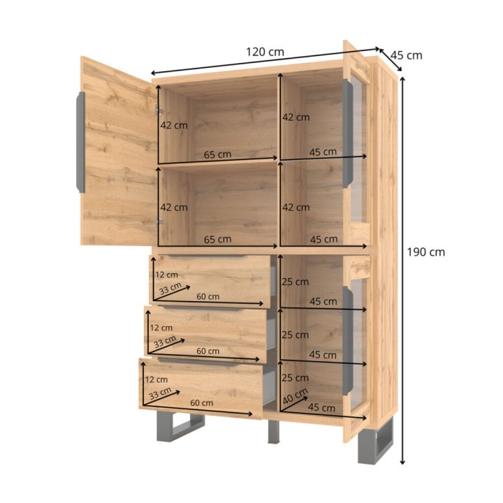 Halle Display Cabinet | Industrial Oak Display Unit
