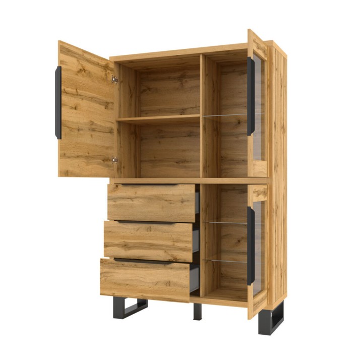 Halle Display Cabinet | Industrial Oak Display Unit