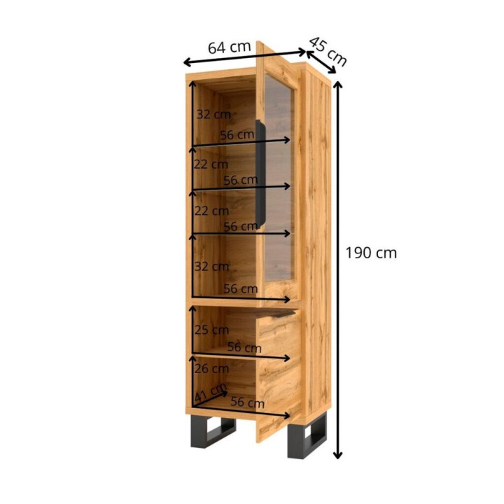 Halle Display Cabinet | Industrial Wotan Oak Unit