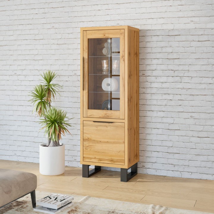 Halle Display Cabinet | Industrial Wotan Oak Unit