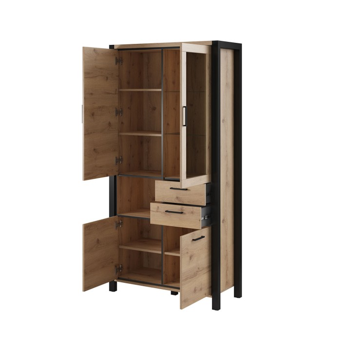 AKTIV 4-Door Display Cabinet | Industrial Oak Unit