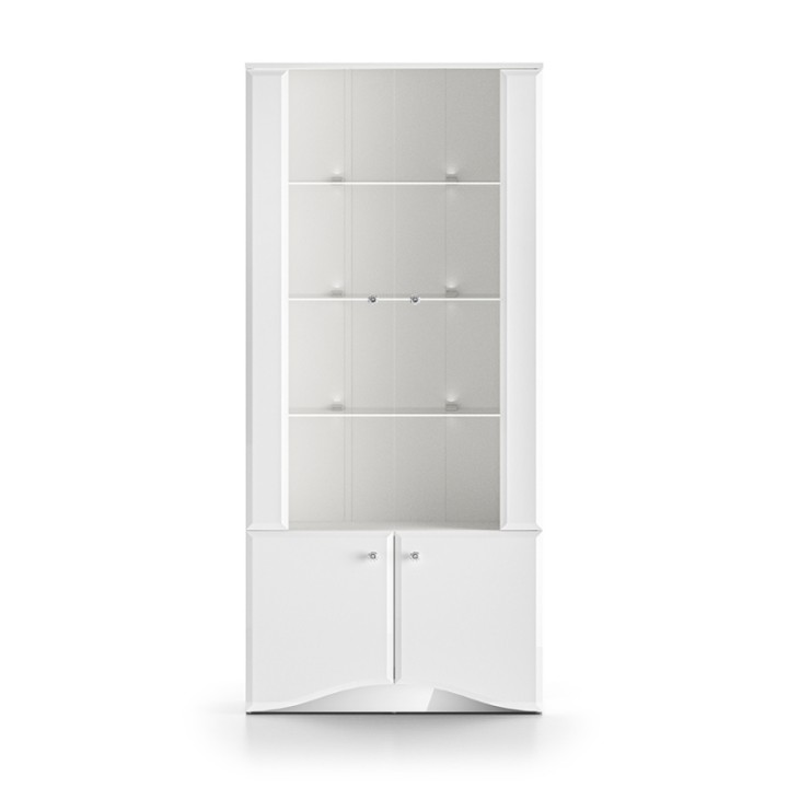 Glamour White Gloss Display Cabinet with Crystal Handles