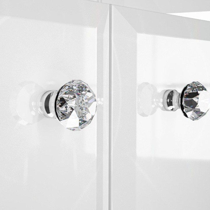 Glamour White Gloss Display Cabinet with Crystal Handles