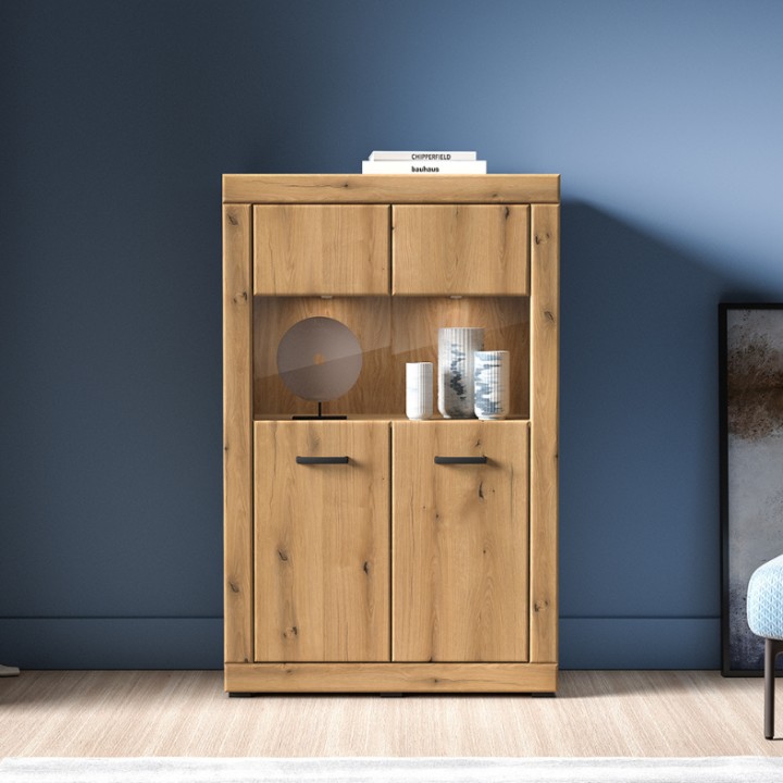 Traditional Oak Small Display Cabinet 144cm | J&B Furniture
