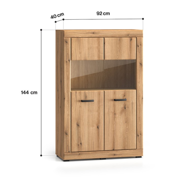 Traditional Oak Small Display Cabinet 144cm | J&B Furniture