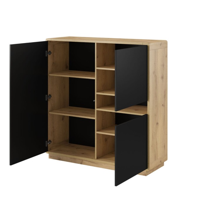 ASTON 3-Door Highboard – Modern Black Storage Unit