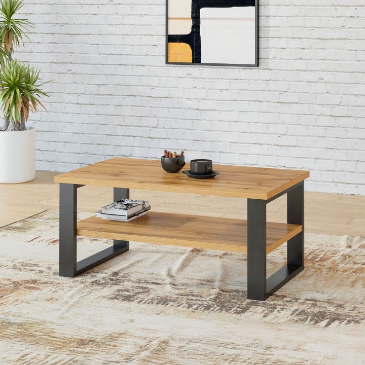 HALLE Coffee Table Wotan Oak – Industrial Loft Style