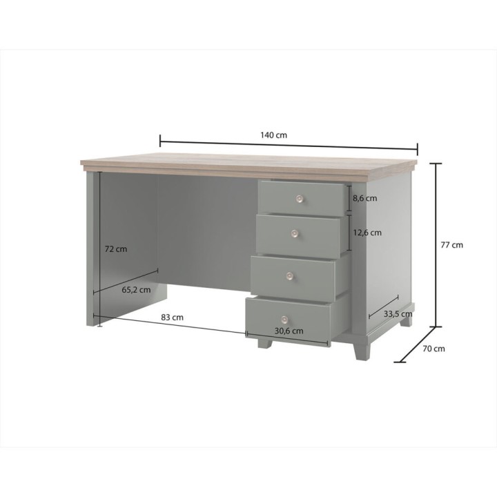 EVA 4-Drawer Computer Desk – Green & Oak Office Desk