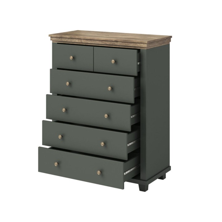 EVA Chest of Drawers – Green & Oak Bedroom Storage