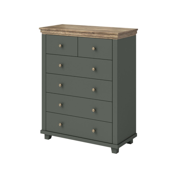 EVA Chest of Drawers – Green & Oak Bedroom Storage