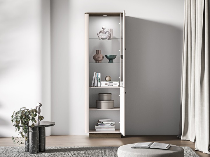 Vilario  Display Cabinet Cashmere with Oak - J&B Furniture