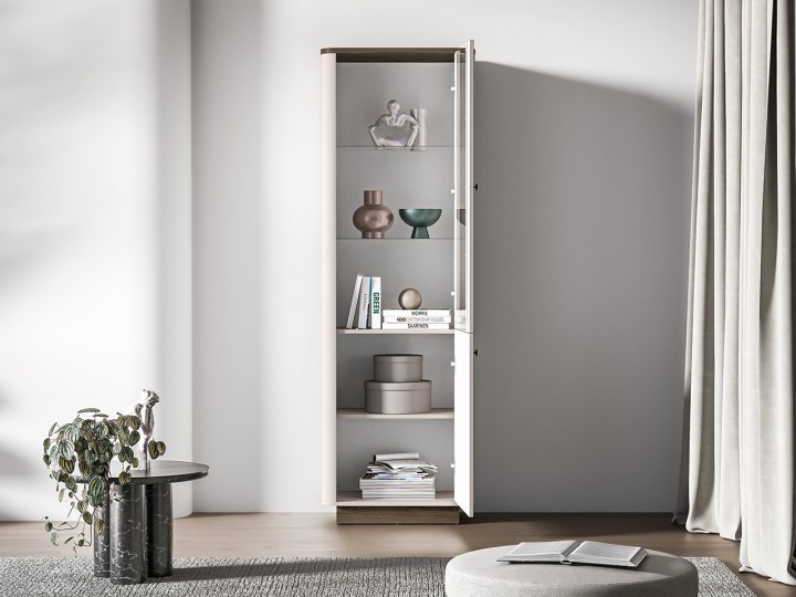 Vilario  Display Cabinet Cashmere with Oak - J&B Furniture