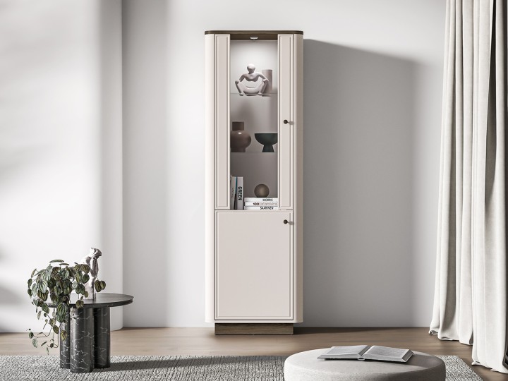 Vilario  Display Cabinet Cashmere with Oak - J&B Furniture