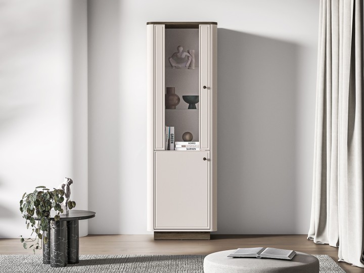 Vilario  Display Cabinet Cashmere with Oak - J&B Furniture