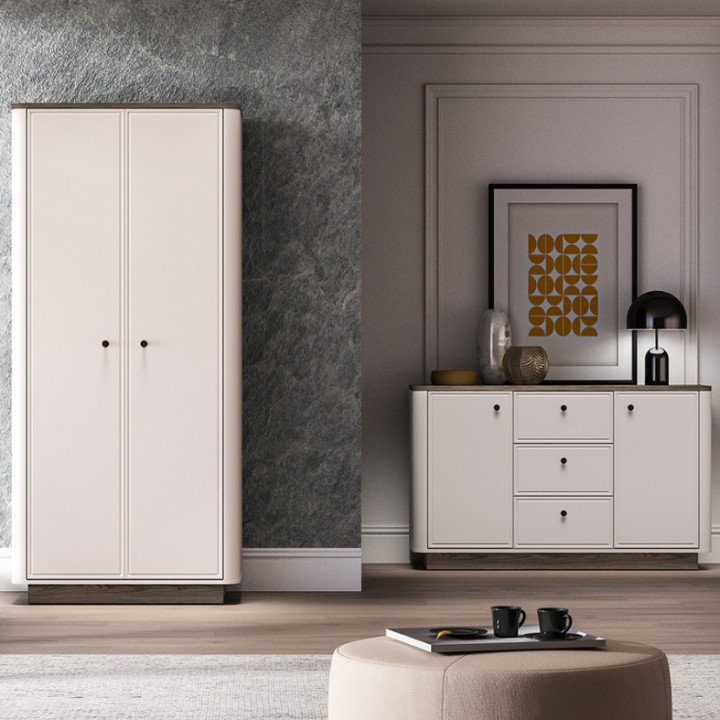 Small Wardrobe Modern Cashmere & Oak  - J&B Furniture
