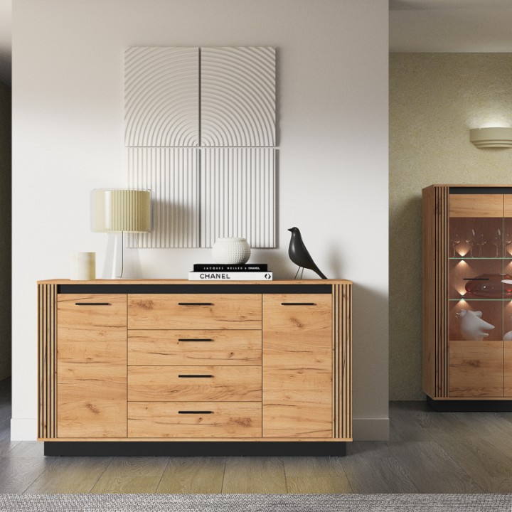 Urso Sideboard – Oak & Black Modern Sideboard