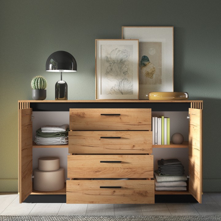 Urso Sideboard – Oak & Black Modern Sideboard