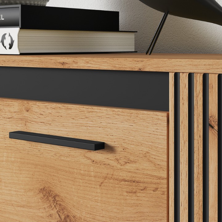Urso Small Sideboard – Oak & Black Modern Sideboard