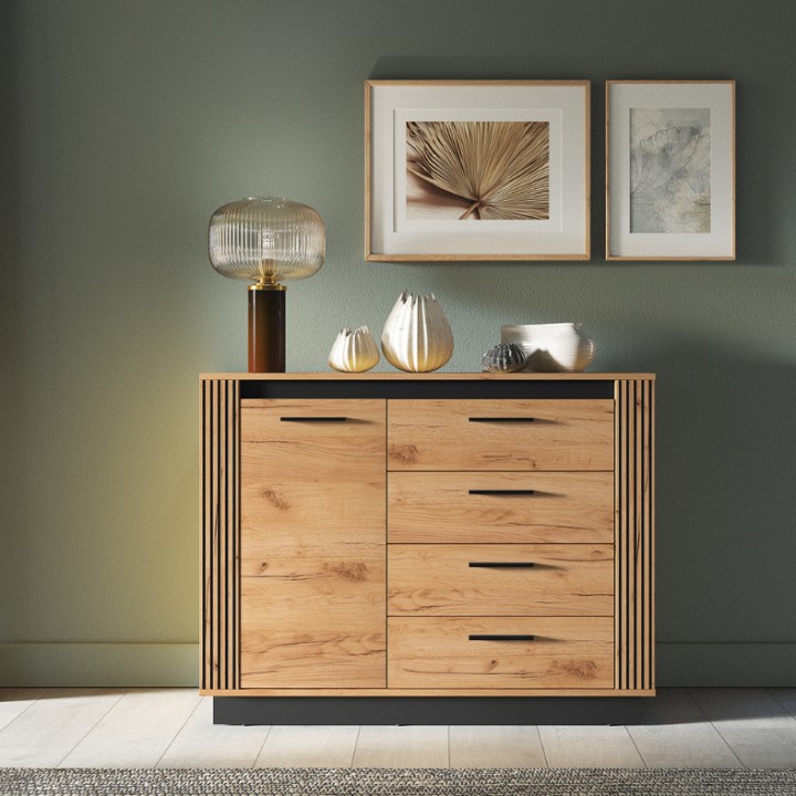 Urso Small Sideboard – Oak & Black Modern Sideboard