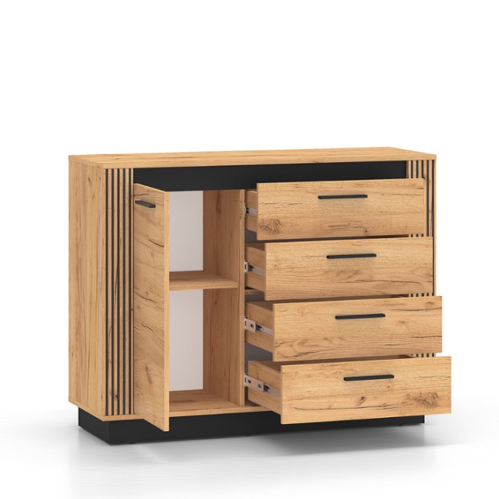 Urso Small Sideboard – Oak & Black Modern Sideboard