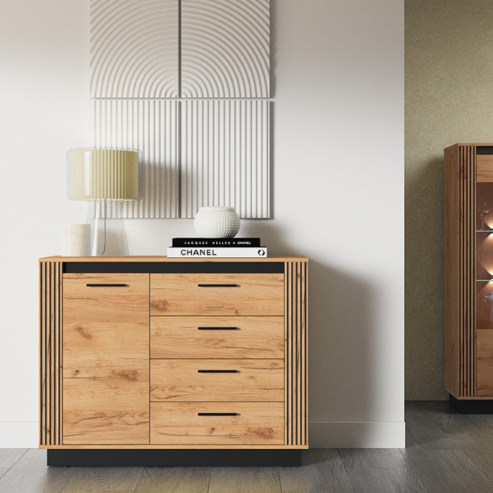 Urso Small Sideboard – Oak & Black Modern Sideboard