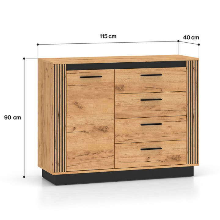 Urso Small Sideboard – Oak & Black Modern Sideboard