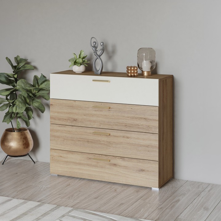 Vertina Chest of Drawers – Wild Oak & Beige Storage
