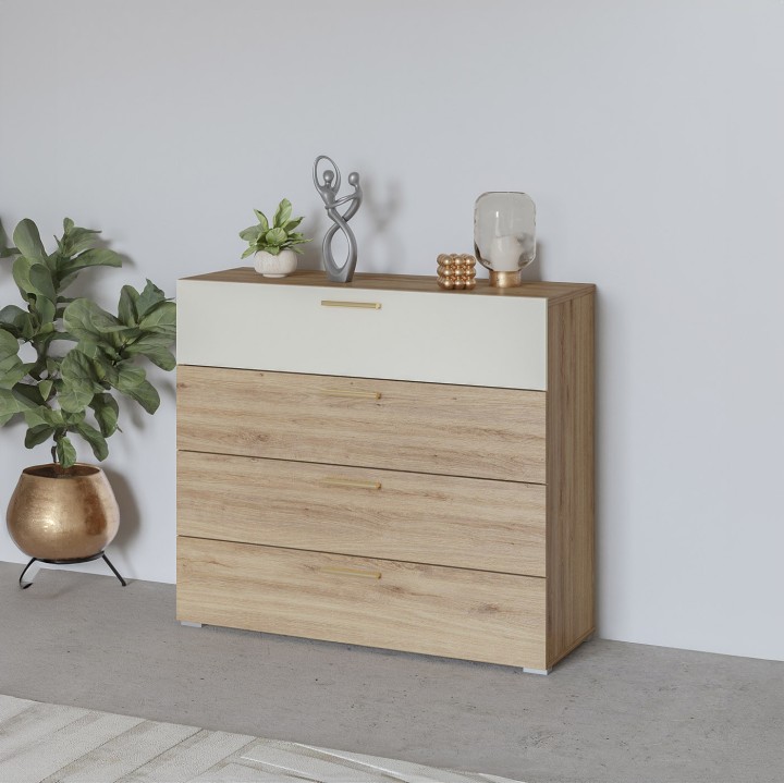 Vertina Chest of Drawers – Wild Oak & Beige Storage