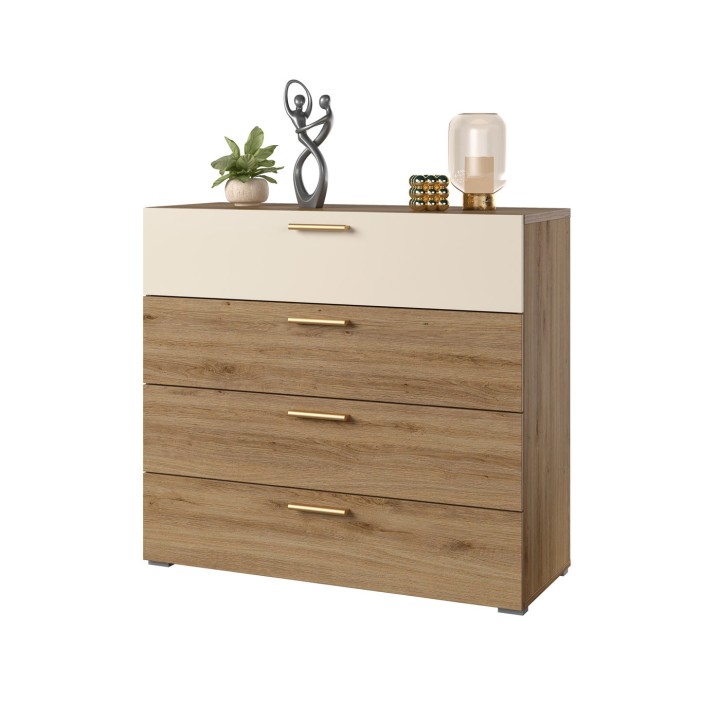 Vertina Chest of Drawers – Wild Oak & Beige Storage