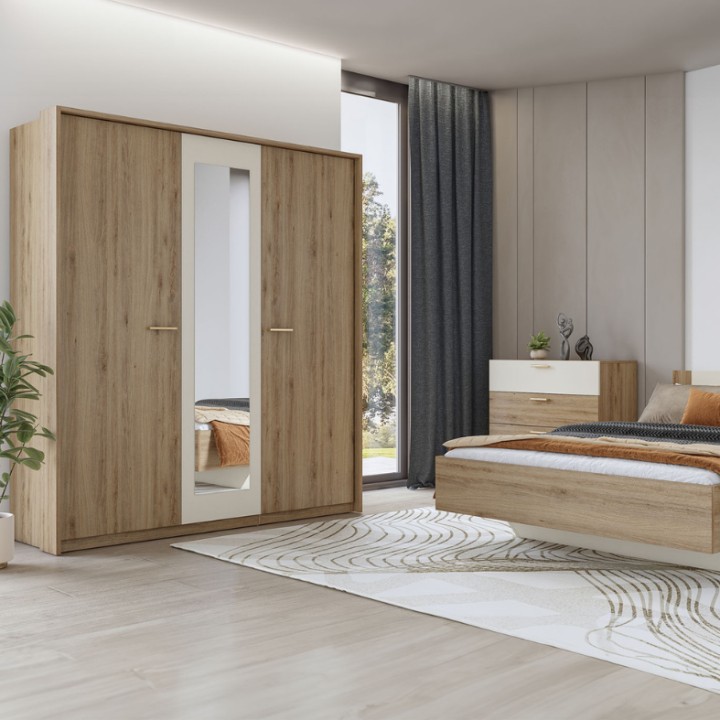 Vertina 179cm Wardrobe 3 doors Oak - Beige | J&B Furniture