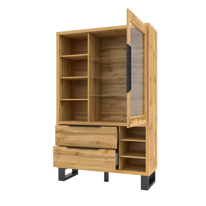 Halle Display Cabinet – Industrial Wotan Oak Style