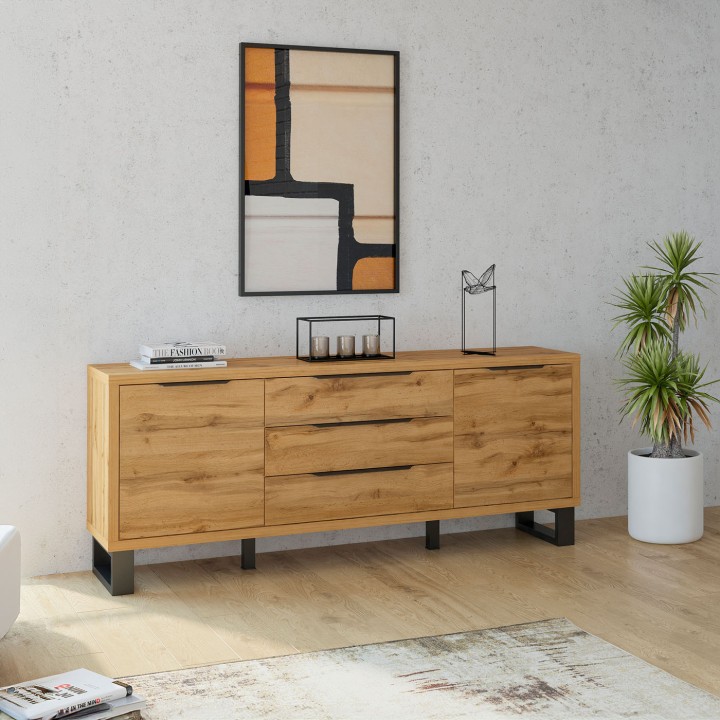 Halle Oak Sideboard –   2 Door 3 Drawer Unit - J&B Furniture