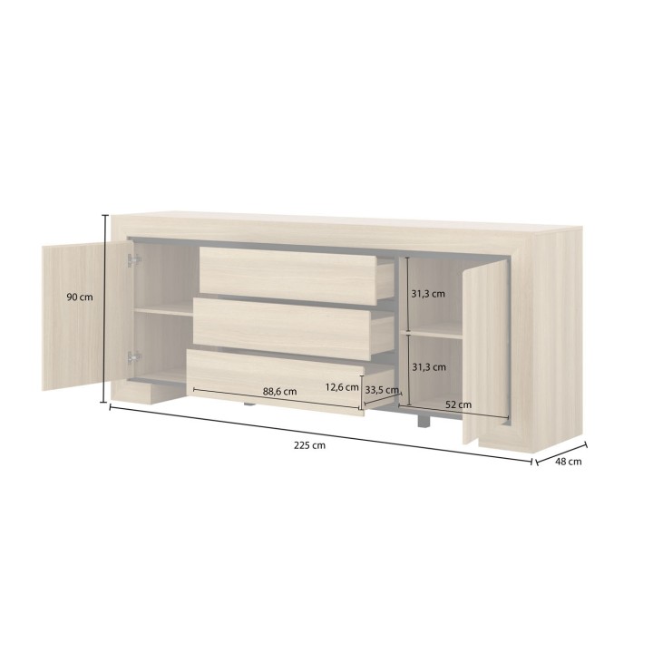 Cuba II Sideboard – Nordic Oak 2 Door 3 Drawer Design