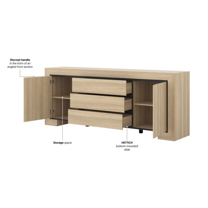 Cuba II Sideboard – Nordic Oak 2 Door 3 Drawer Design