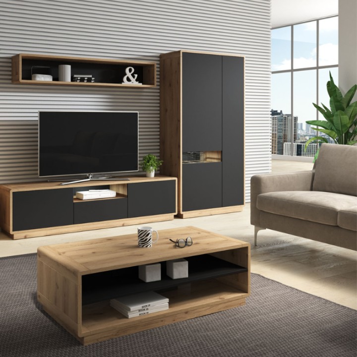 ASTON 3-Door Highboard – Modern Black Storage Unit