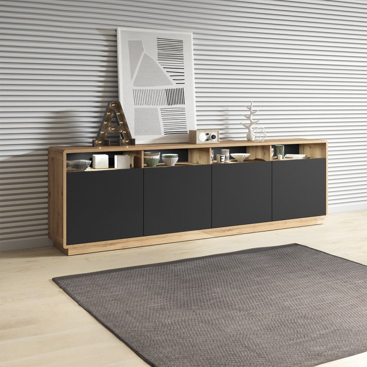 Black 4 Door Sideboard – Aston Modern Storage | J&B