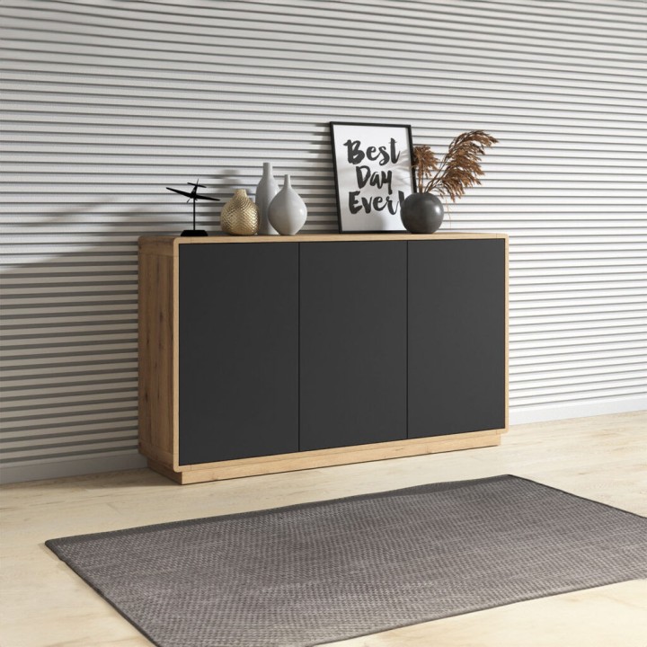 Black 3 Door Sideboard – Aston Modern Storage | J&B