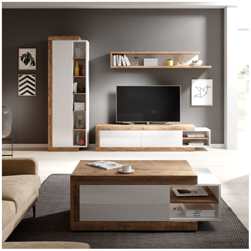 Sintra 3 Door Sideboard 180 cm in Samdal oak and white gloss