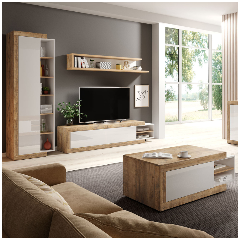 Sintra 3 Door Sideboard 180 cm in Samdal oak and white gloss