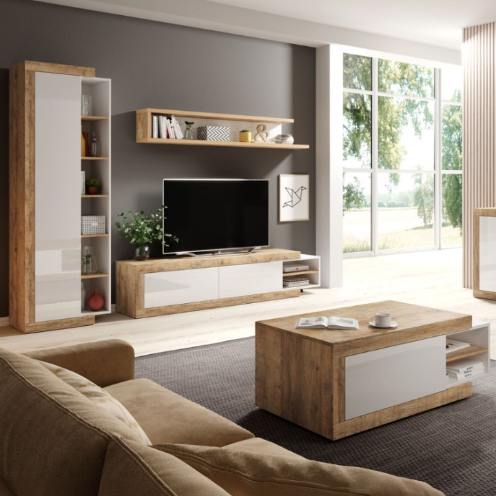 Sintra 3 Door Sideboard 180 cm in Samdal oak and white gloss