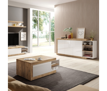 Sintra 3 Door Sideboard 180 cm in Samdal oak and white gloss