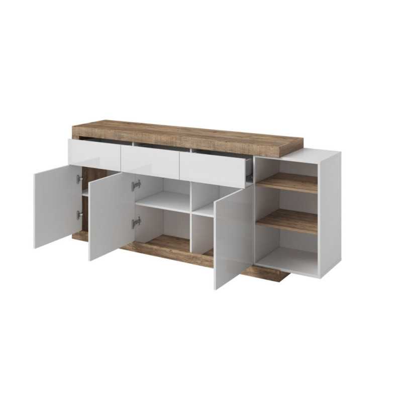 Sintra 3 Door Sideboard 180 cm in Samdal oak and white gloss