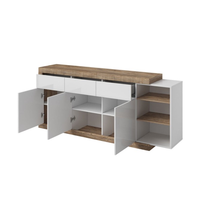 Sintra 3 Door Sideboard 180 cm in Samdal oak and white gloss