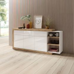 Sintra 3 Door Sideboard 180 cm in Samdal oak and white gloss