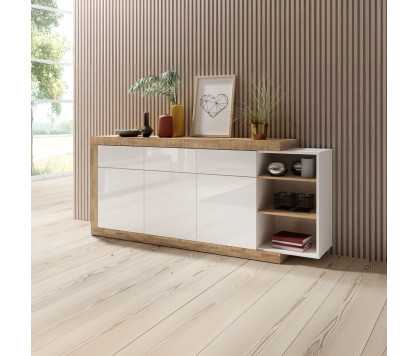 Sintra 3 Door Sideboard 180 cm in Samdal oak and white gloss