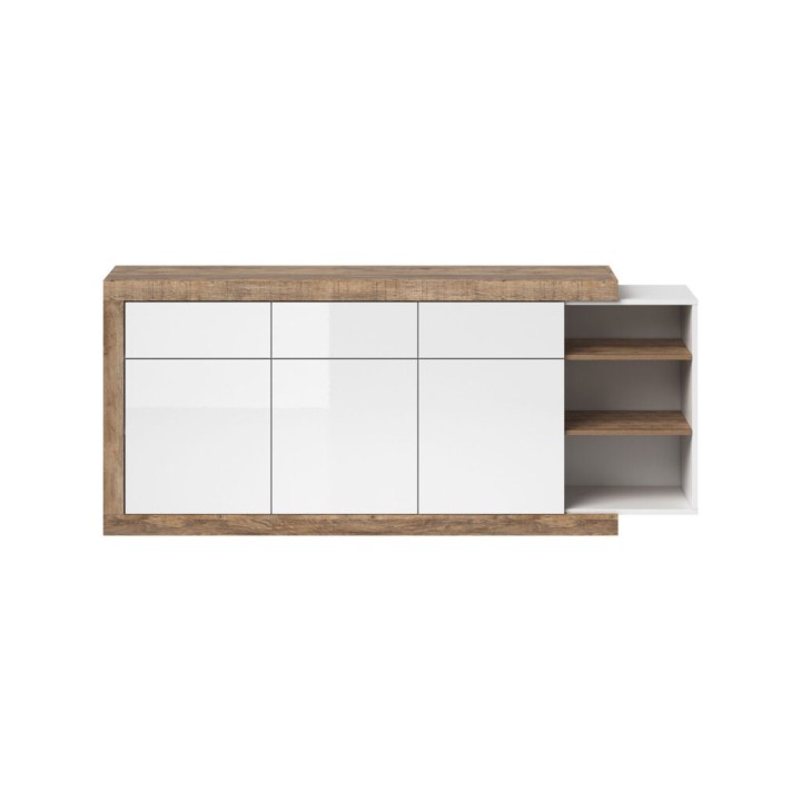 Sintra 3 Door Sideboard 180 cm in Samdal oak and white gloss