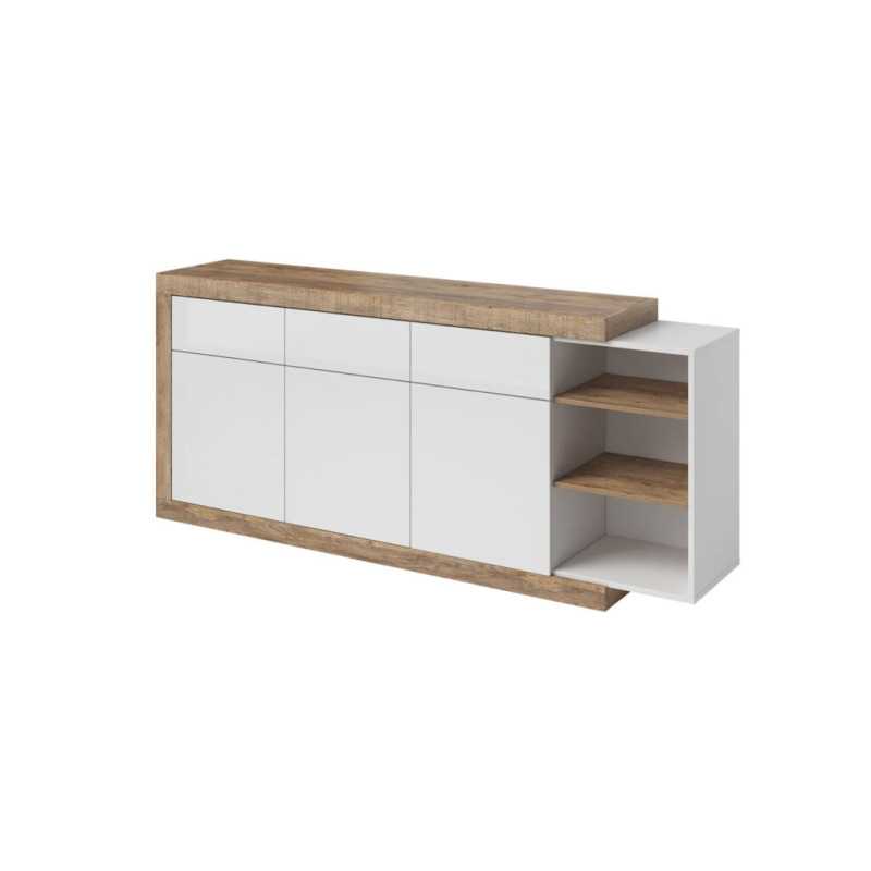 Sintra 3 Door Sideboard 180 cm in Samdal oak and white gloss