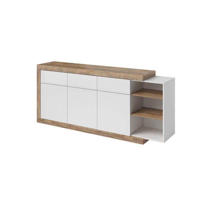 Sintra 3 Door Sideboard 180 cm in Samdal oak and white gloss