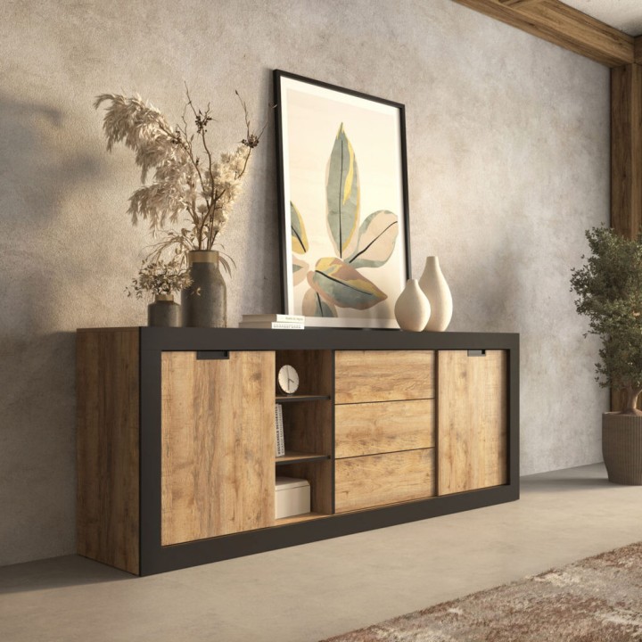 Loft Style Sideboard 220cm in Oak | J&B Furniture Limerick