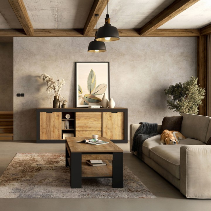 Loft Style Sideboard 220cm in Oak | J&B Furniture Limerick